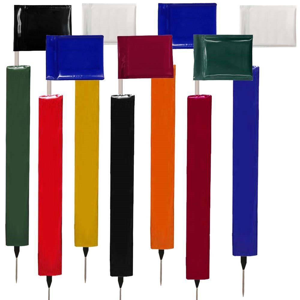 Sideline Pole with Club Colour Flags and Protectors - R80Sports