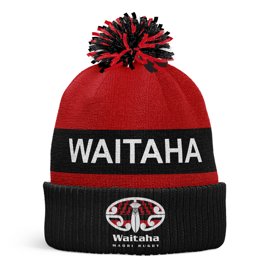 Waitaha Māori Rugby Pom Pom Beanie